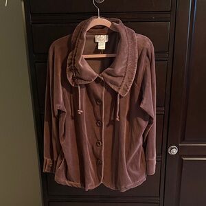 Plush Brown Teddy Jacket with Button Front